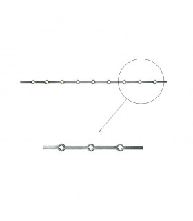 Barre 1300mm carrée 14x14mm percée de 9 trous renflés losange pour barre de 14x14mm longueur 2m