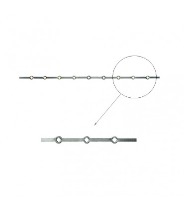 Barre 1300mm carrée 14x14mm percée de 9 trous renflés losange pour barre de 14x14mm longueur 2m