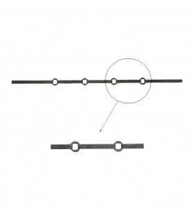 Barre 700mm carrée 14x14mm percée de 4 trous renflés droits pour barres de 14x14mm