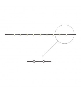 Barre 1300mm carrée 14x14mm percée de 9 trous renflés droits pour barre de 14x14mm