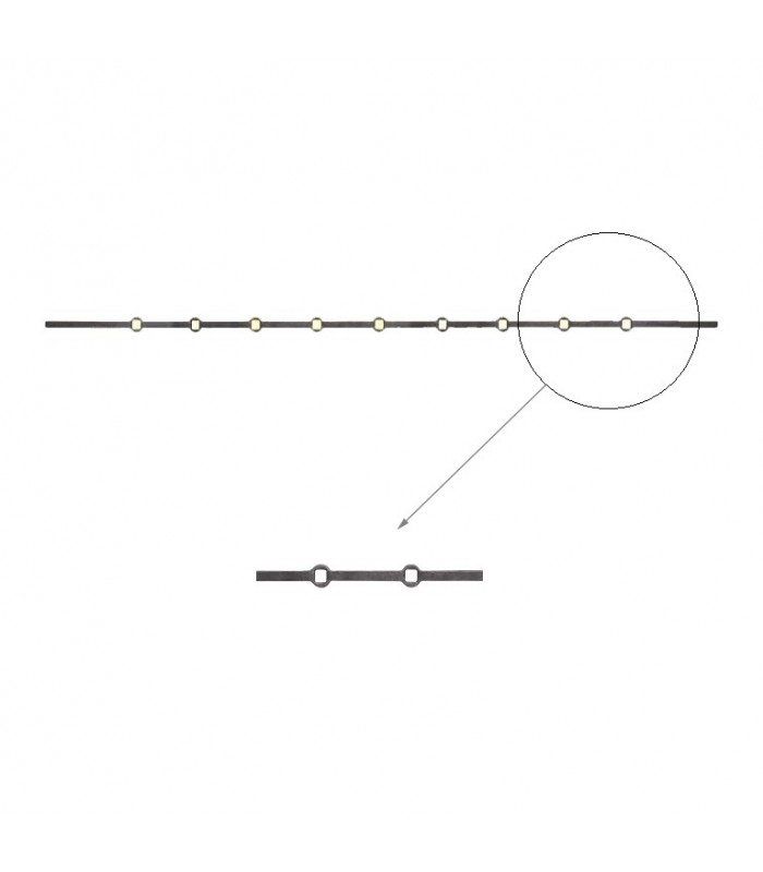 Barres 14x14mm 9 trous droits 14x14mm renflés longueur 130cm pour grilles de défense