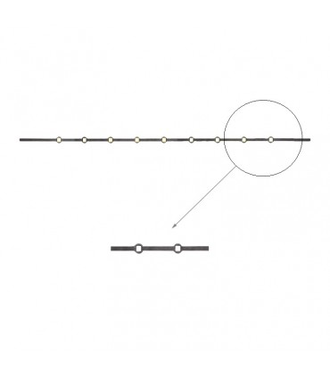Barre 1300mm carrée 14x14mm percée de 9 trous renflés droits pour barre de 14x14mm