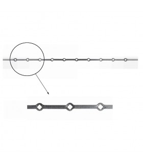 Barre 1500mm carrée 14x14mm percée de 10 trous renflés losange pour barre de 14x14mm