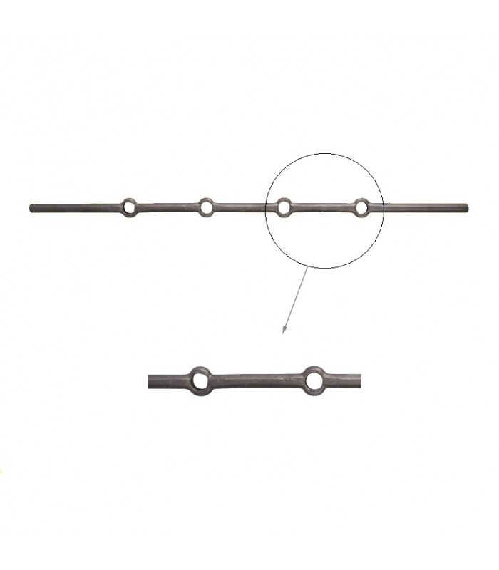 Barres ø16mm 4 trous ronds de ø16mm renflés longueur 70cm pour grilles de défense
