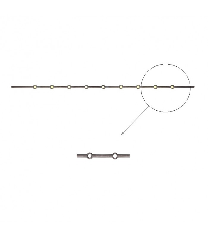 Barres ø16mm 9 trous ronds de ø16mm renflés longueur 130cm pour grilles de défense