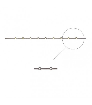 Barre 1300mm ronde diametre 16mm percée de 9 trous renflés ronds pour barreaux de diametre 16mm