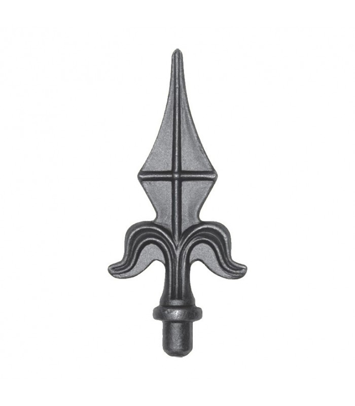 Pointe de lance 130mm diametre 12mm en forme de lys en acier estampé