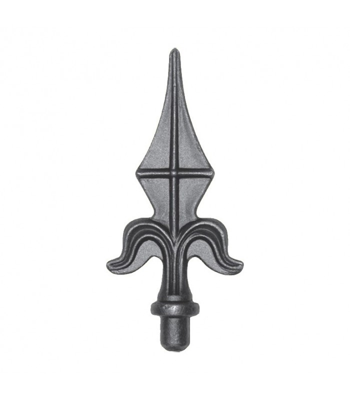 Pointe de lance 155mm diamètre 16mm en forme de fleur de lys fer estampé