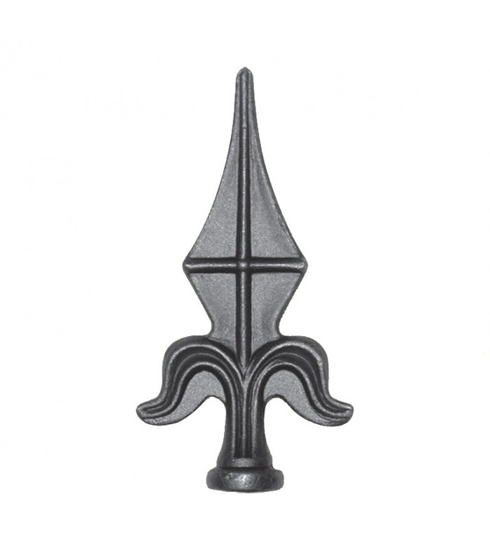 Pointe de lance 114mm  collerette 21mm au dessin fleur de lys fer forgé collerette
