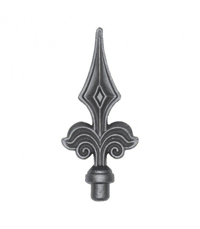 Pointes de lances 160mm diamètre 16mm acier en forme de fleur de lys avec extrémité à souder