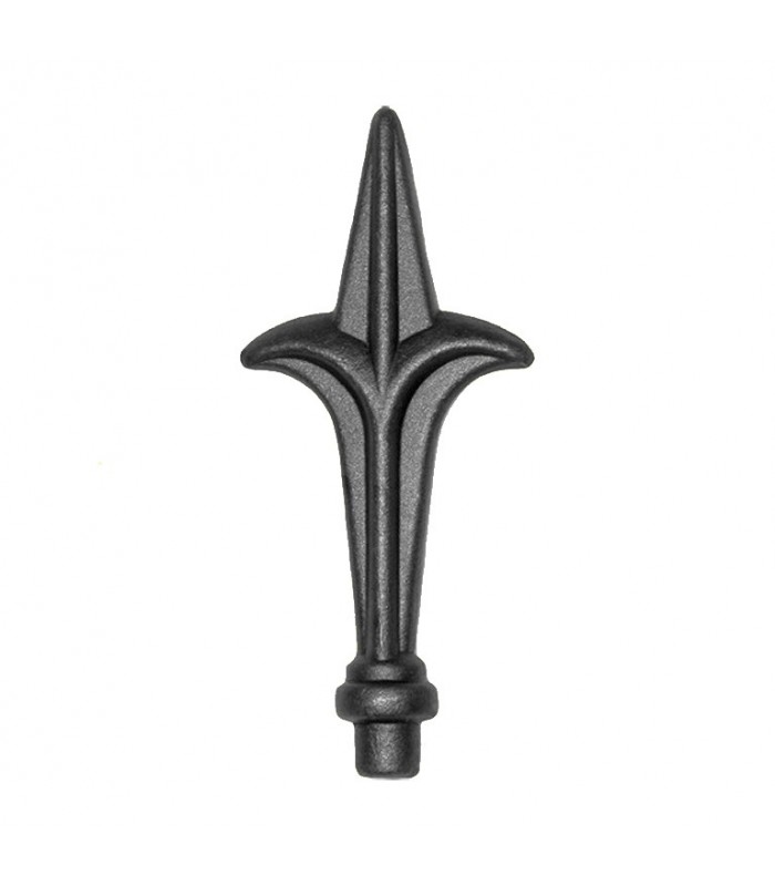Pointe de lance 190mm diamètre 20mm acier acier forme fleur de lys forgée