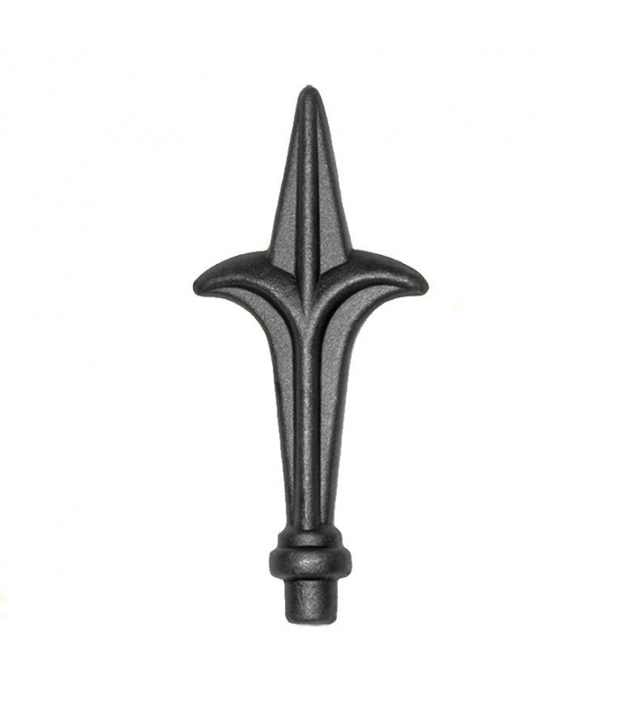 Pointe de lance 152mm diamètre 16mm acier en forme de fleur de lys à souder en bout