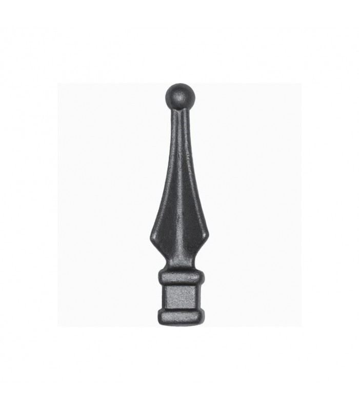 Pointe de lance 110mm carré de 18x18mm acier forgé à boule base carrée