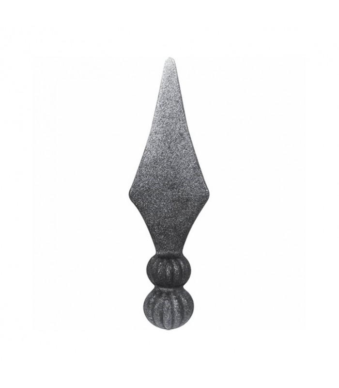 Pointe de lance 160mm diamètre 30mm en acier forgé cranté avec deux boules à souder