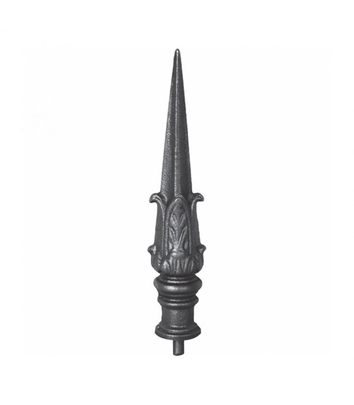 Pointes de lances 200mm collerette 32mm en fonte effilée ancienne avec insert acier