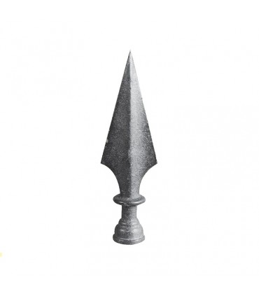 Pointe de lance en fonte effilée avec alésage ø16mm hauteur 185mm