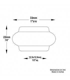 Olive, manchon garniture courte en acier à souder pour balustre de 12x12mm