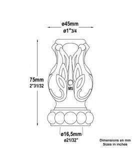 Manchon, garniture de taille moyenne en aluminium pour barreau de 18mm