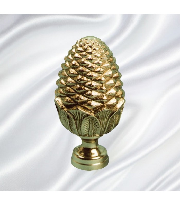 Boule départ d'escalier 95mm fixation M8 en forme de pomme pin laiton poli