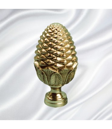 Boule de départ d'escalier en forme de pomme pin laiton poli Hauteur 95mm