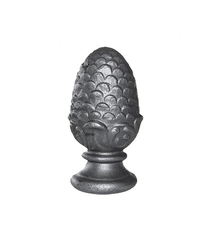 Pommeau de départ 120mm embase ø55mm d'escalier, pomme de pin forgée