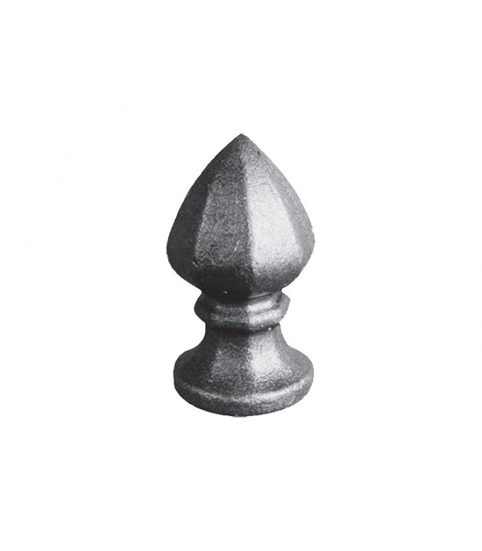 Pommeau pour poteau 90mm embase ø50mm en acier forgé massif à facettes