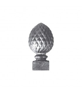 Pommeau pomme de pin en fonte embase carrée pour escaliers hauteur 143mm