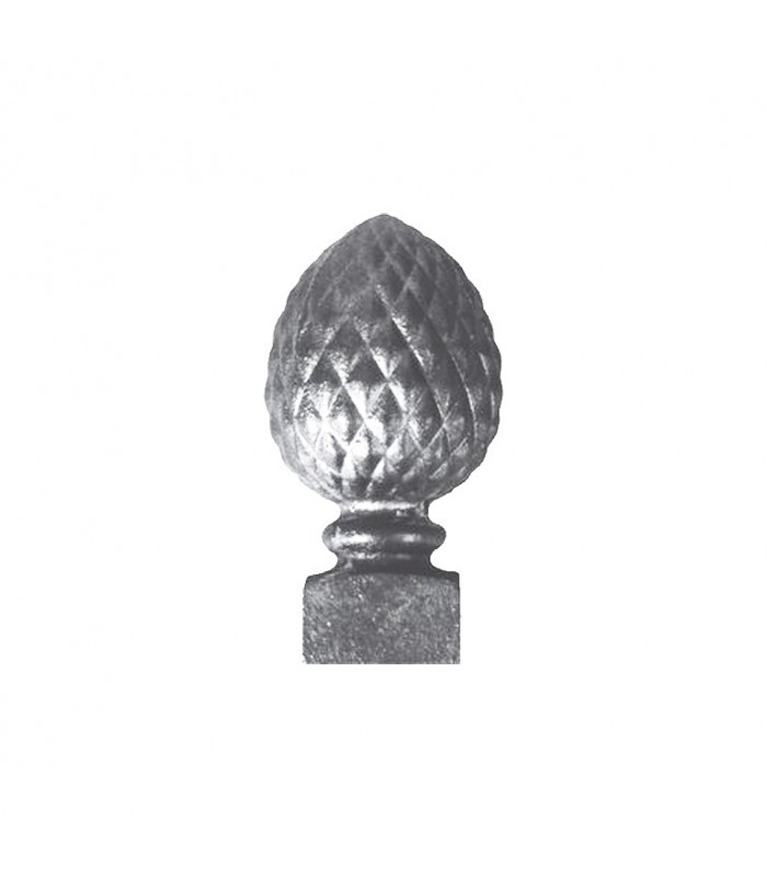 Pommeau pomme de pin 143mm embase 48x48mm en fonte base carrée pour escaliers