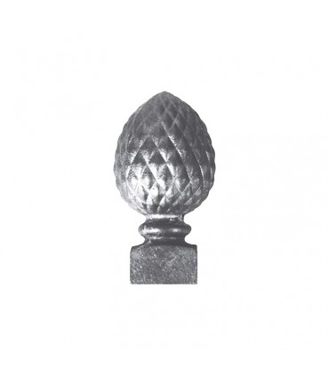 Pommeau pomme de pin en fonte embase carrée pour escaliers hauteur 143mm