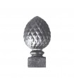 Pommeau pomme de pin 180mm embase 60x60mm en fonte base carrée pour départ d'escaliers