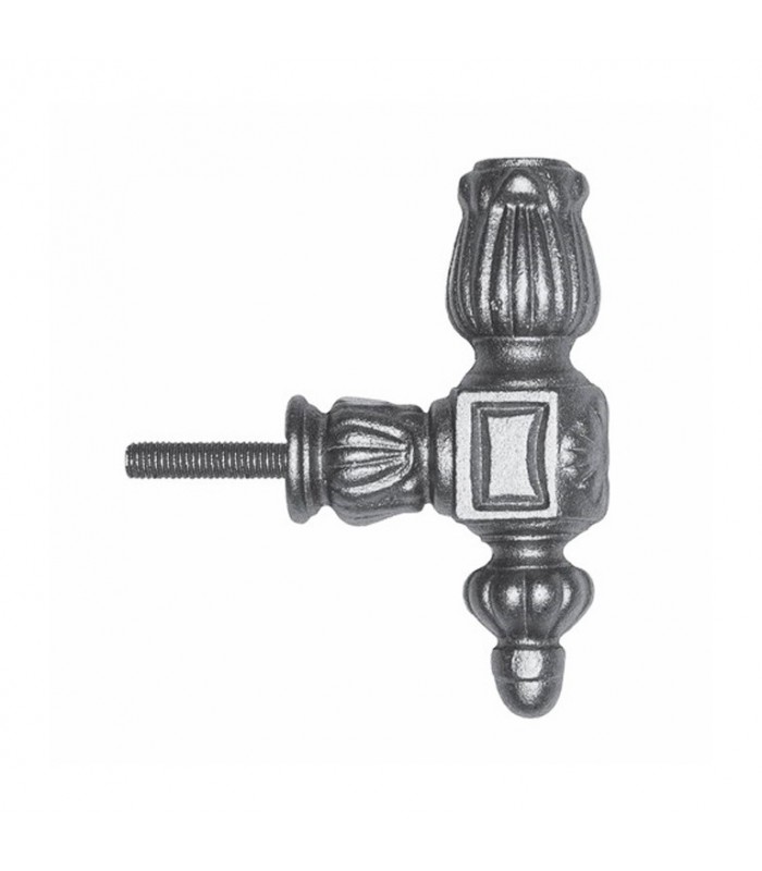 Equerres fonte 135mm alésage ø16mm pour balustre d'escalier déporté à l'anglaise en fonte nervurée
