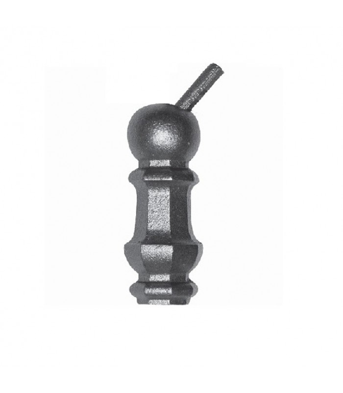Garniture haute fonte 95mm alésage ø16mm  hexa pour rampant d'escalier fonte avec insert acier incliné