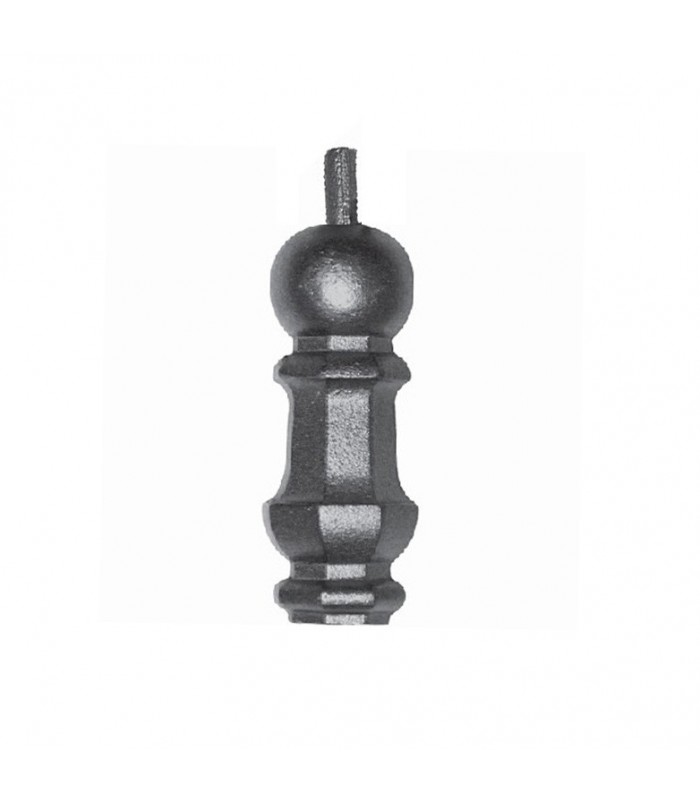 Garniture haute fonte 95mm alésage ø16mm hexa pour rampant d'escalier en fonte insert droit