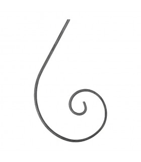 Volute demi C 170mm et plat de 12x3mm en fer forgé extrémité pattes d'oie