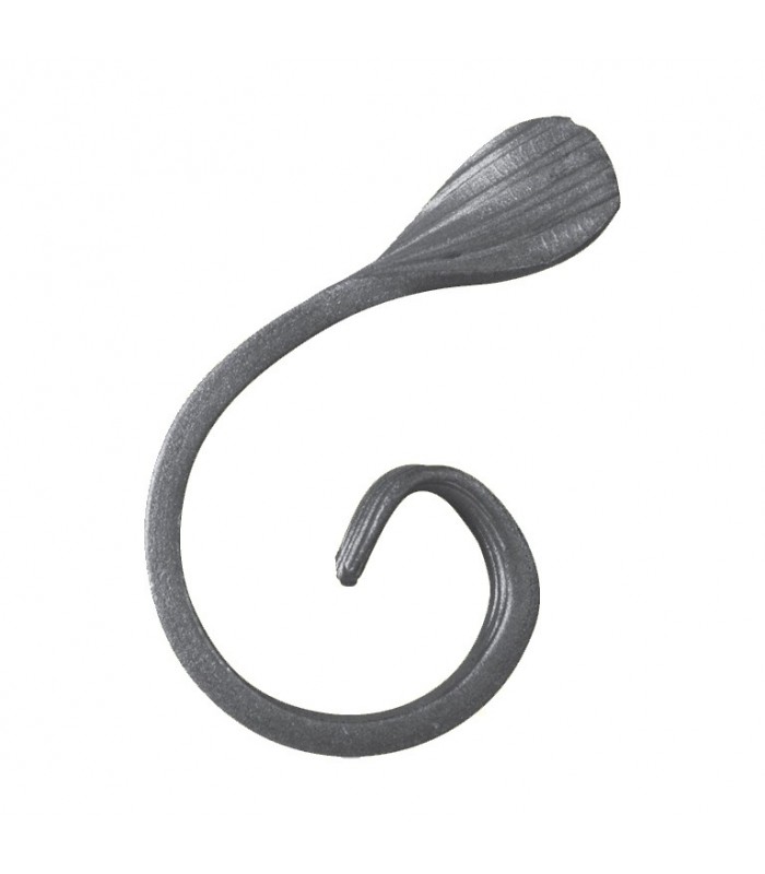 Volute demi C 110x65mm en plat de 14x6mm fer forgé pour clôtures et portails