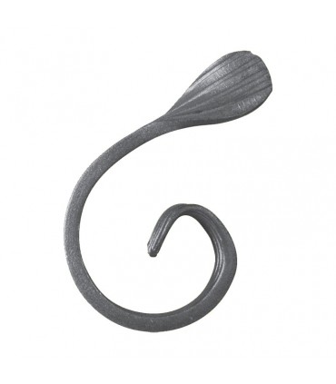 Volute demi C 110x65mm en plat de 14x6mm fer forgé pour clôtures et portails