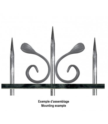 Volute demi C 110x65mm en plat de 14x6mm fer forgé pour clôtures et portails