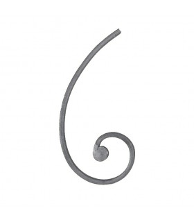 Volute demi C 220x110mm plat de 20x8mm extrémité forgé à noyau