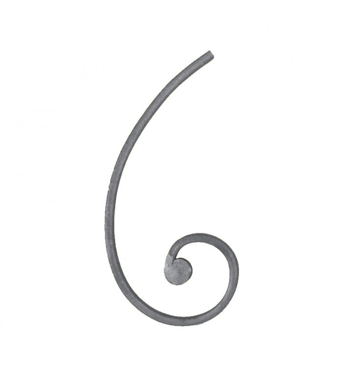 Volute demi C 250x120mm plat de 20x8mm extrémité forgé à noyau