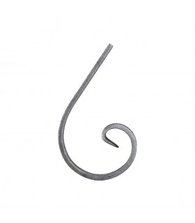 Volute demi C 135x110mm plat de  14x5mm avec extrémités forgées en forme de patte d'oie