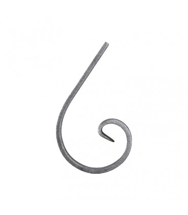 Volute demi C 135x110mm plat de  14x5mm avec extrémités forgées en forme de patte d'oie