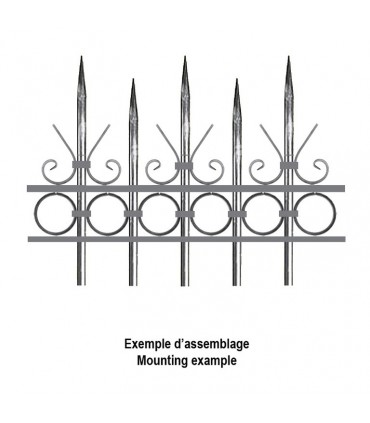Volute demi C 135x110mm plat de  14x5mm avec extrémités forgées en forme de patte d'oie