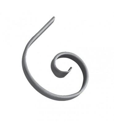 Volute demi C 115x110mm plat de 14x6mm extrémité intérieure forgée patte d'oie