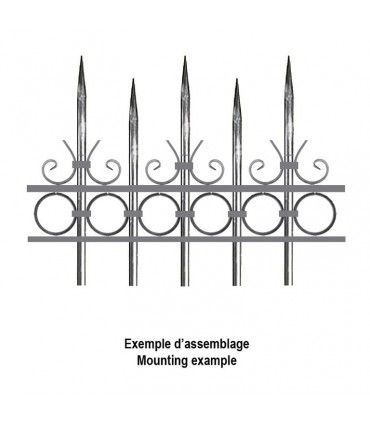 Volute demi C 115x110mm plat de 14x6mm extrémité intérieure forgée patte d'oie