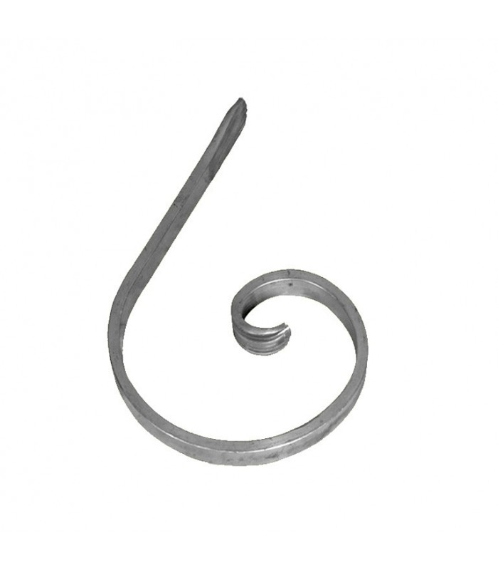 Volute demi C 120x50mm 14x5mm aluminium avec extrémités amincies patte d'oie