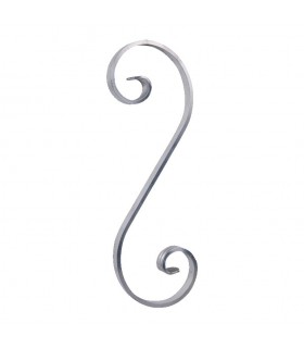 Volute en S 300x100mm plat de 14x5mm symétrique en aluminium extrémités écrasées