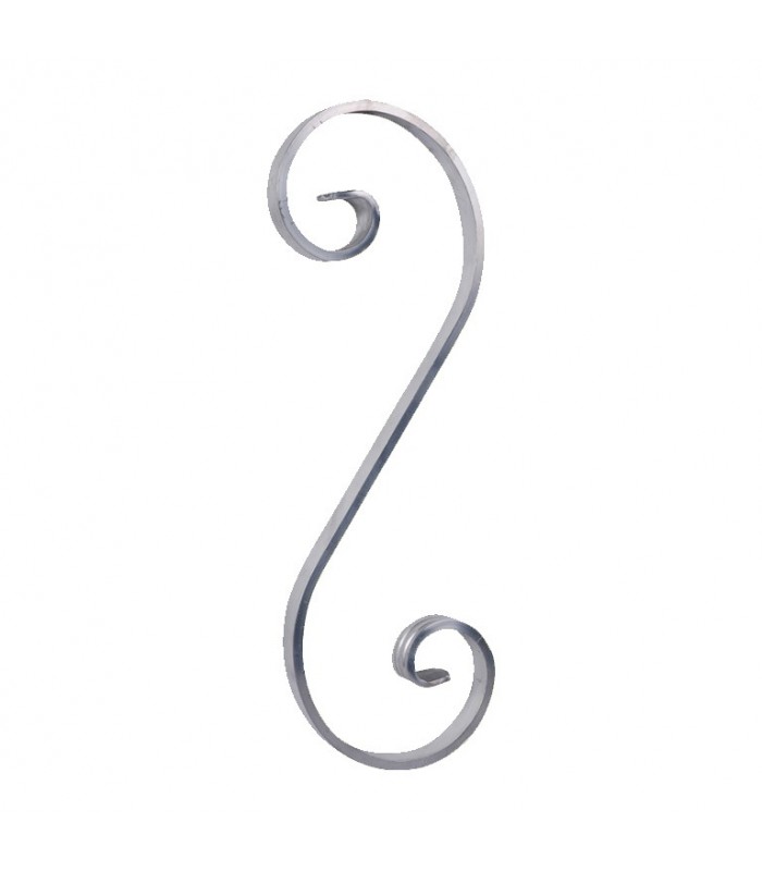 Volute S 300x100mm plat 14x5mm aluminium extrémités écrasées pattes d'oies