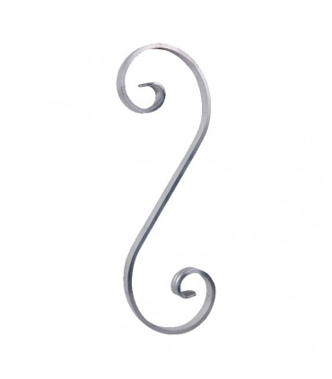 Volute en S 300x100mm plat de 14x5mm symétrique en aluminium extrémités écrasées