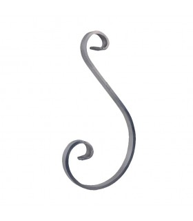 Volute en S 230x110mm plat de 14x5mm asymétrique en aluminium extrémités écrasées