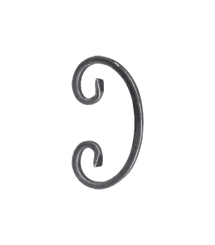 Volute en C 135x75mm en carré de 8x8mm acier forgé avec extrémités lisses